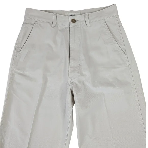 Buck Mason Womens Pants Size 29 Beige 100% Cotton Chinos Wide Leg High Rise - Picture 3 of 12